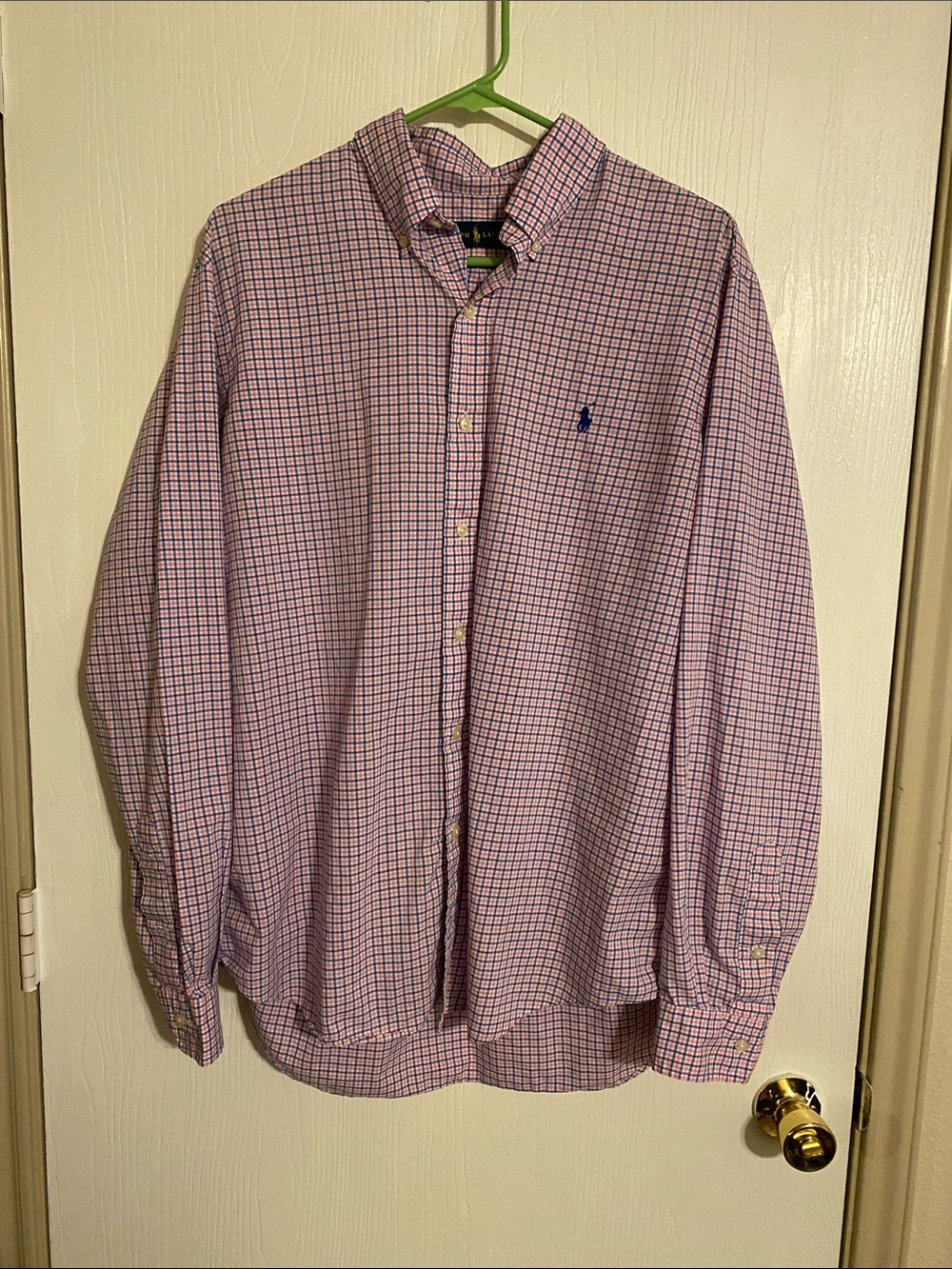 Ralph Lauren Men’s Pink and Blue Checked Button-Down Shirt